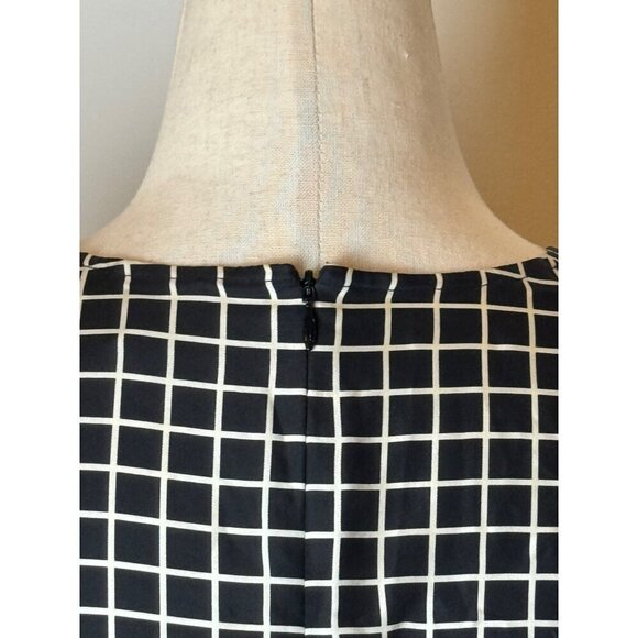 Rachel Zoe Dress Women 4 Black Ivory Silk Anika Grid Print Ruffle Hem Mini - Picture 9 of 12